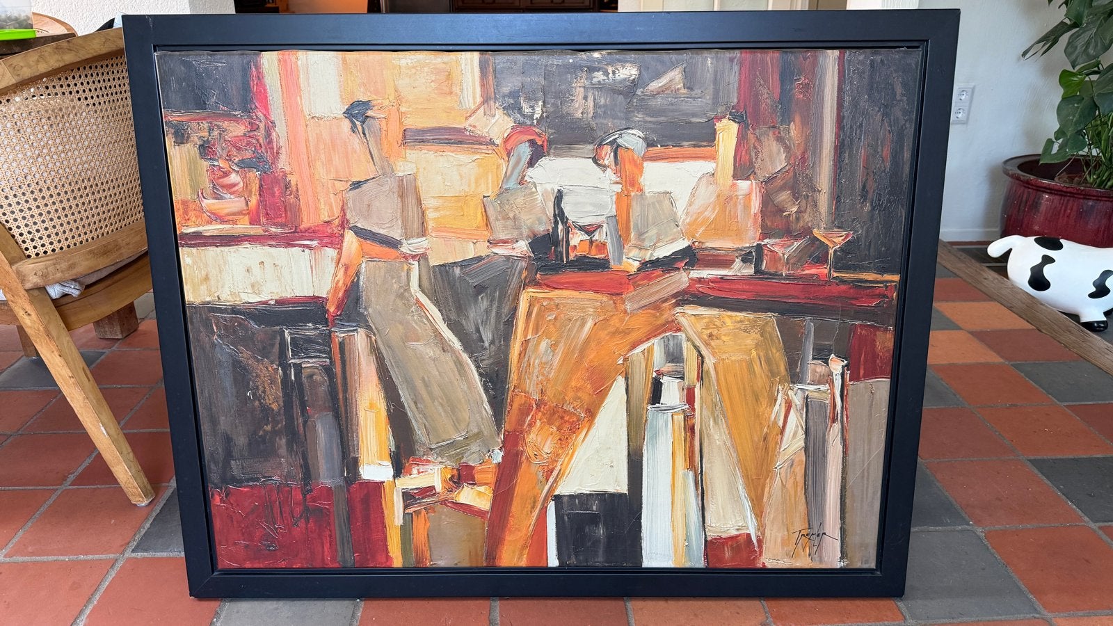 Abstract Schilderij - Levendige Kleuren en Textuur, Ophalen