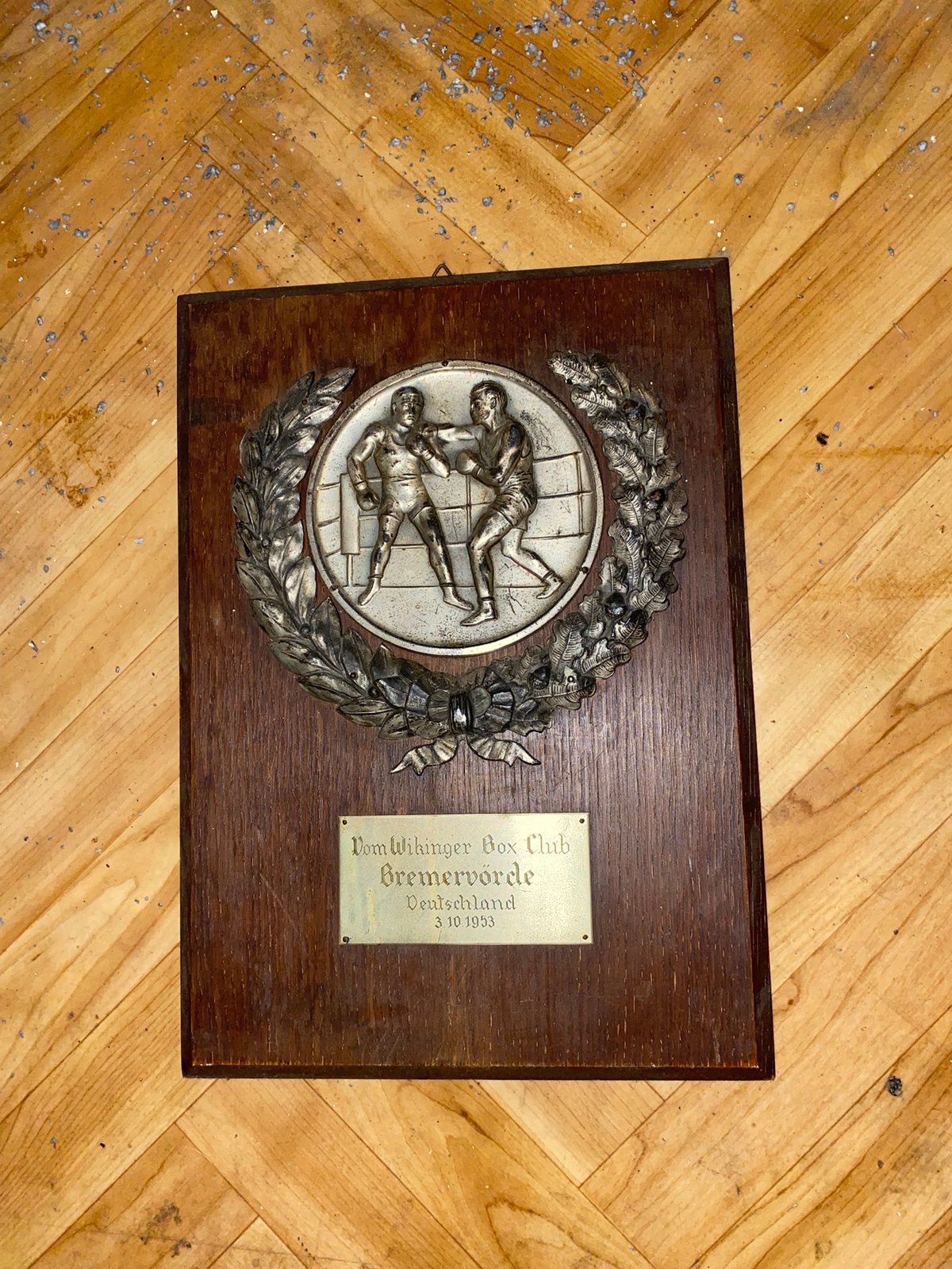 Plaquette prijs boxen boksen jaren 50, Ophalen of Verzenden, Zo goed als nieuw