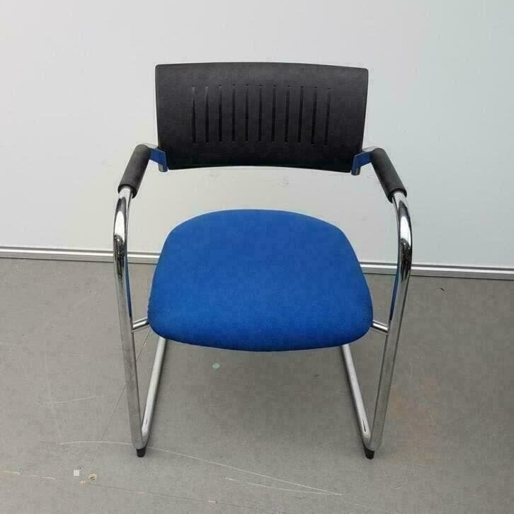 4x Nette vergaderstoelen DAUPHIN blauwe zitting zwarte rug, Ophalen, Kunststof, Gebruikt, Blauw