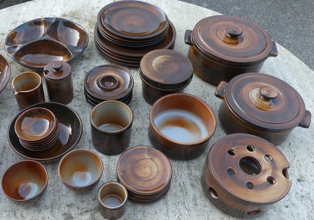 Ambacht Volendam Servies Bruin Volendams Aardewerk, Overige merken, Vintage, Ophalen of Verzenden, Zo goed als nieuw