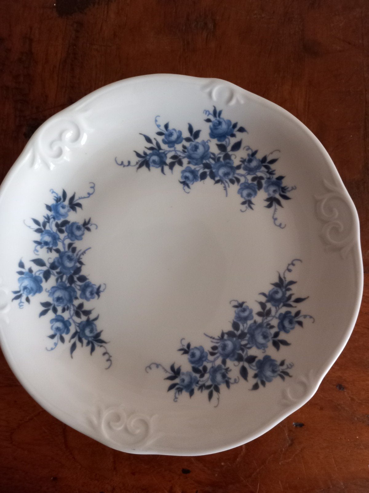 Vintage bord met blauwe rozen, 18 cm, Made in GDR, Antiek en Kunst, Ophalen of Verzenden