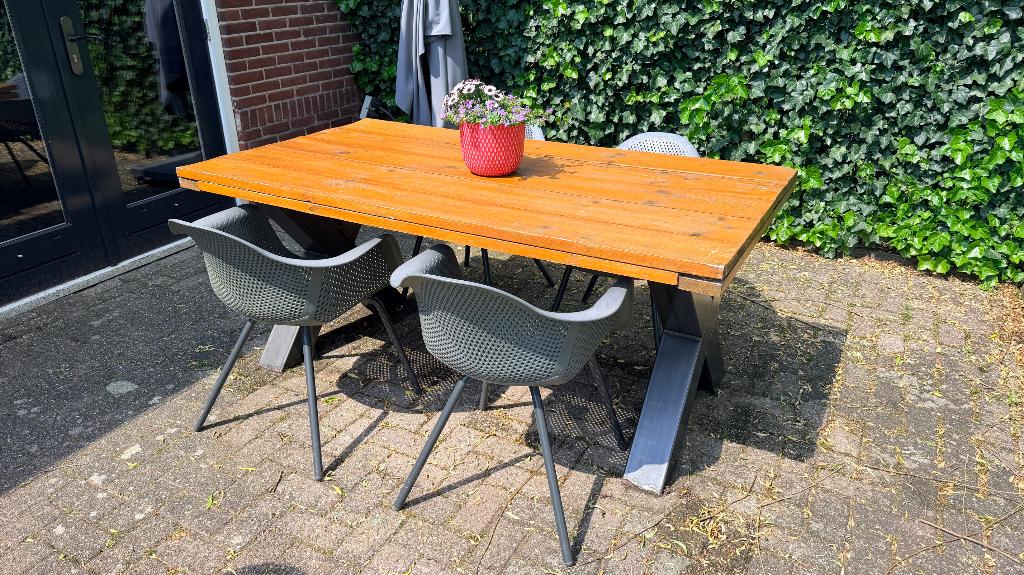 Tuintafel met stoelen, Tuin en Terras, Tuinsets en Loungesets, Ophalen, 4 zitplaatsen, Gebruikt, Tuinset