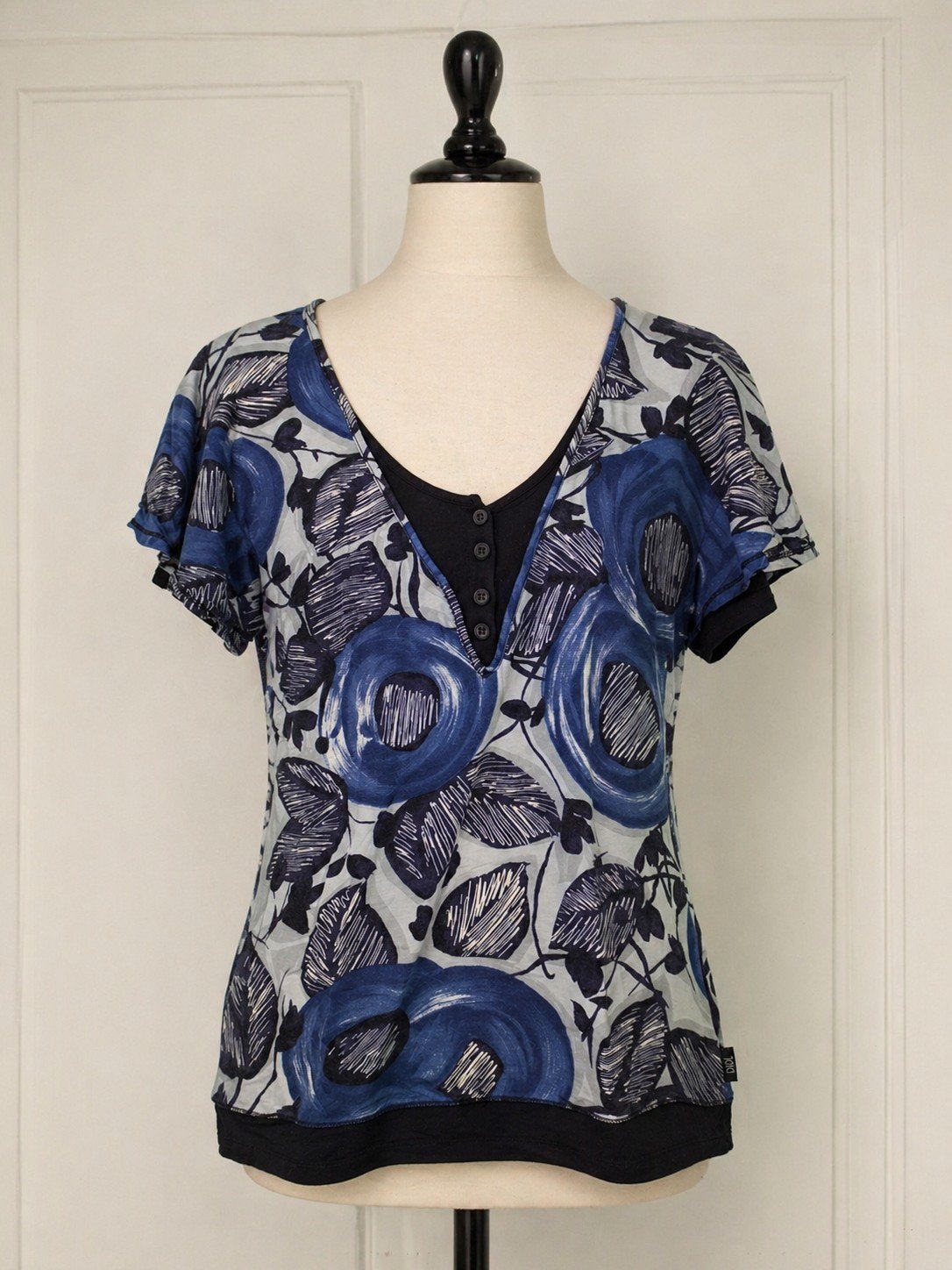 Didi Dames Top met Bloemenprint - Maat M, Maat 38/40 (M), Blauw, Didi, Ophalen of Verzenden
