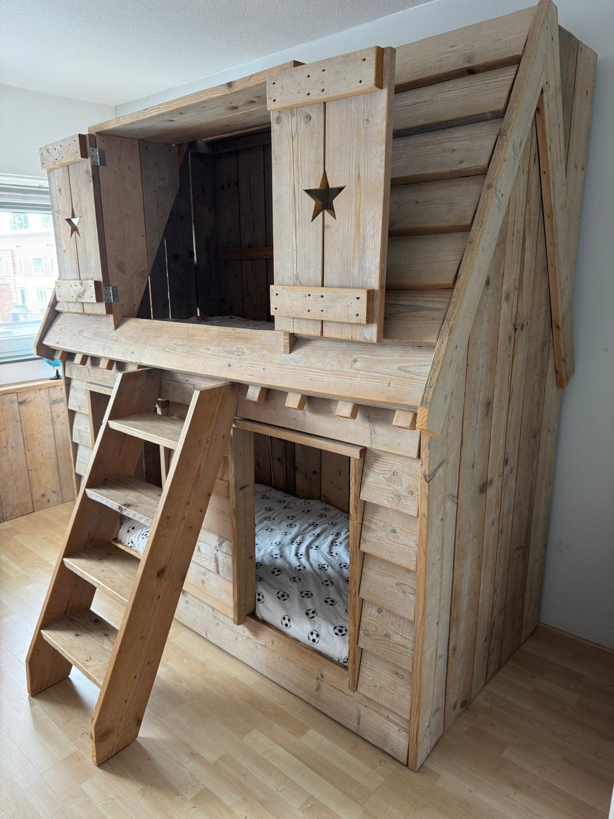 Steigerhouten stapelbed, Ophalen, Gebruikt, Stapelbed