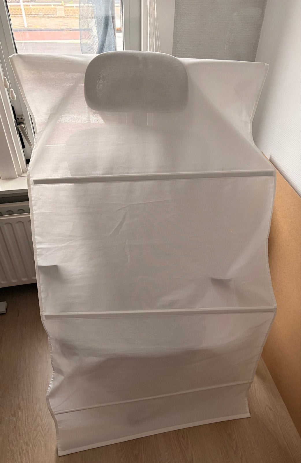 Beige RINGBLOMMA vouwgordijn met linnen look, Ophalen, Beige, Vouwgordijn, Polyester