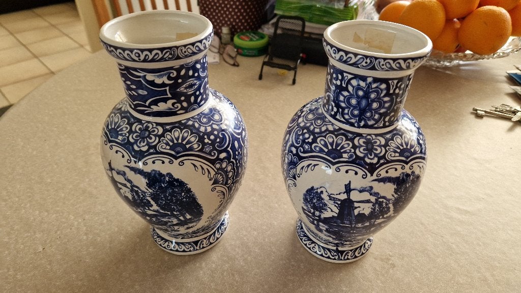 antieke delfts blauwe vazen, Ophalen of Verzenden