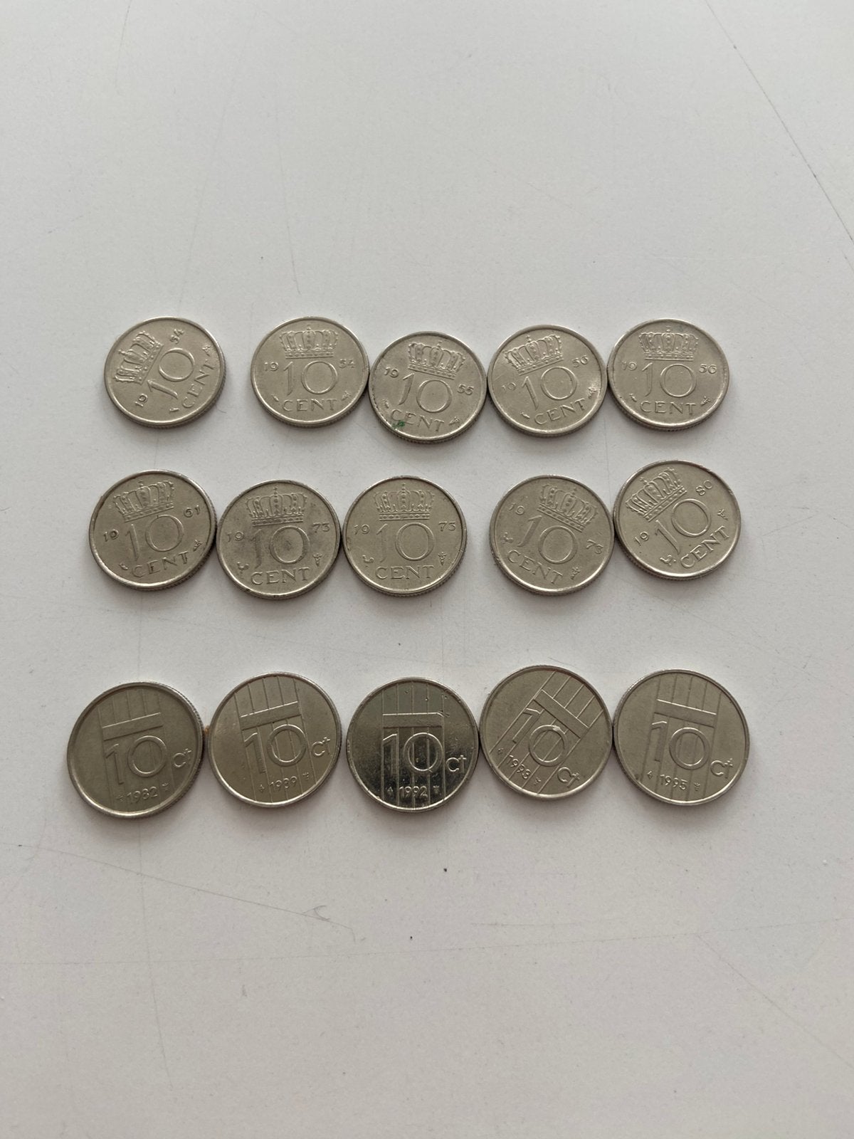NL dubbeltjes 1954 - 1995, Postzegels en Munten, Munten | Nederland, Ophalen of Verzenden, Koningin Juliana, 10 cent