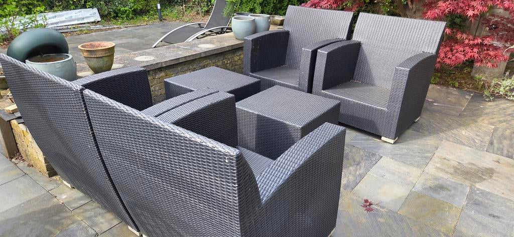 Kunststof tuinset, kleur zwart., Tuin en Terras, Tuinsets en Loungesets, Ophalen, Gebruikt, Kunststof