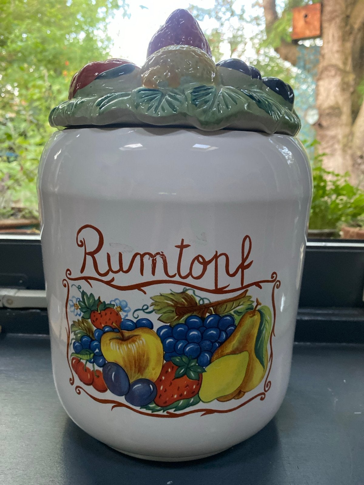 Vintage Rumtopf - Keramieken Voorraadpot met Fruitdecor, Voorraadpot, Ophalen, Zo goed als nieuw, Meerkleurig