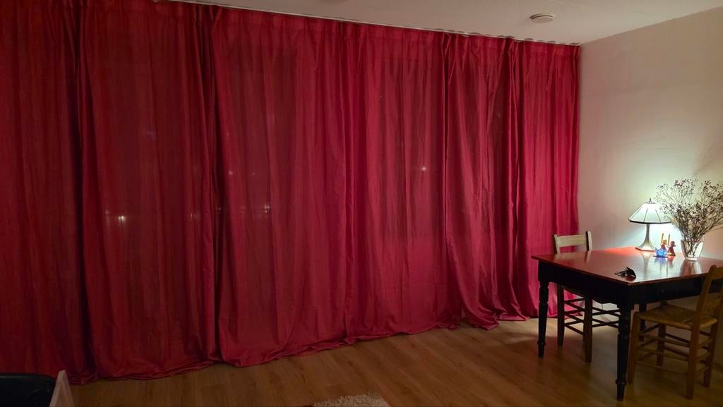 6x IKEA gordijnen fuchsia katoen 300x140 cm, Ophalen of Verzenden, Zo goed als nieuw, 200 cm of meer