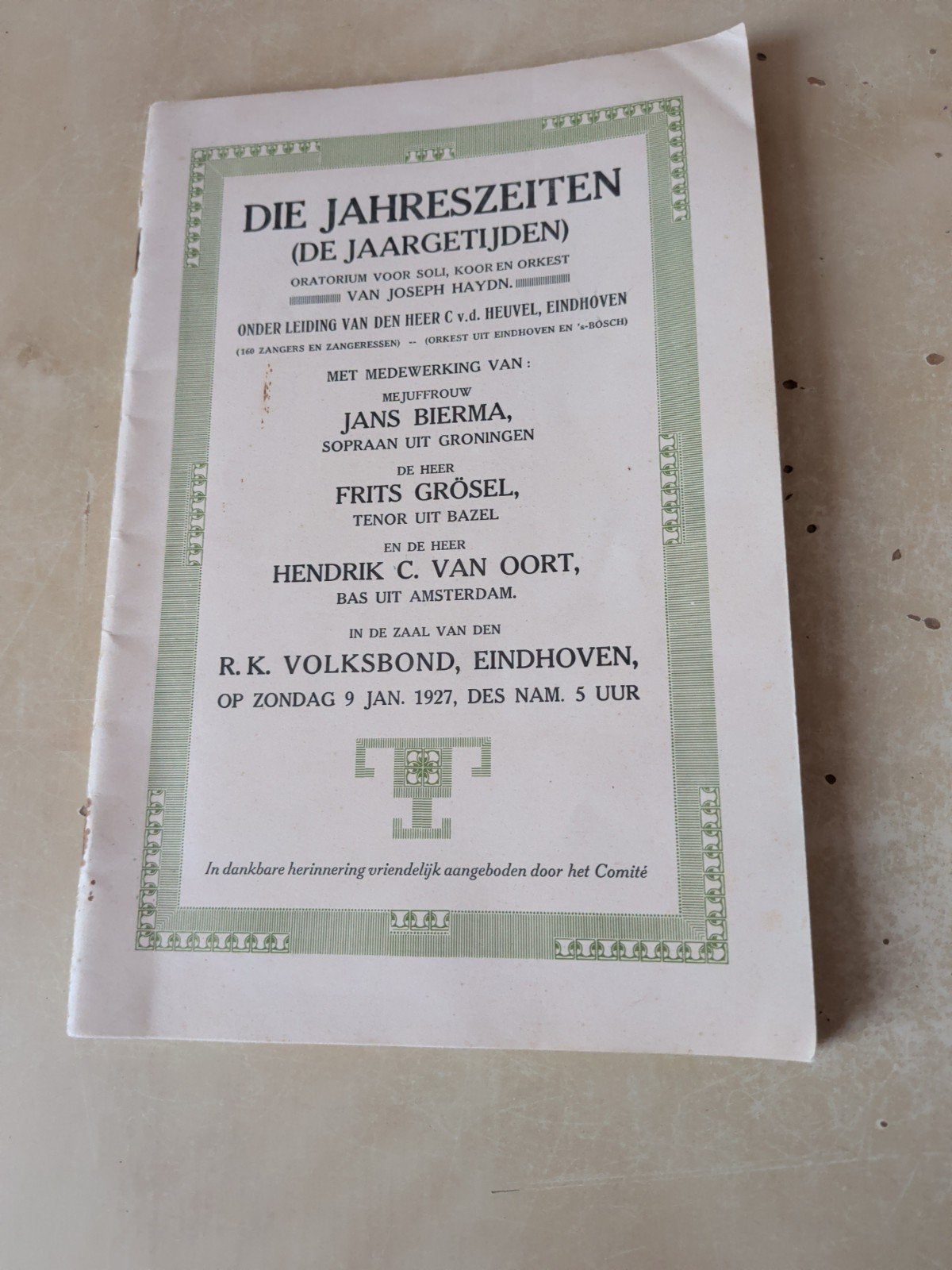 Die Jahreszeiten (De Jaargetijden) Oratorium 1927, Ophalen of Verzenden, Gelezen, Algemeen, Joseph Haydn
