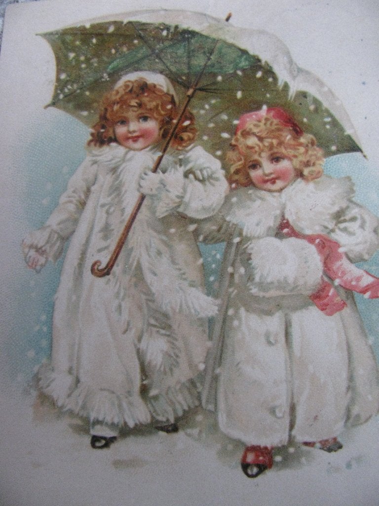 Antieke Kaart uit 1910 / Brundage - 2 Meisjes onde Paraplu, Verzenden, Voor 1920, Gelopen, Feest(dag)