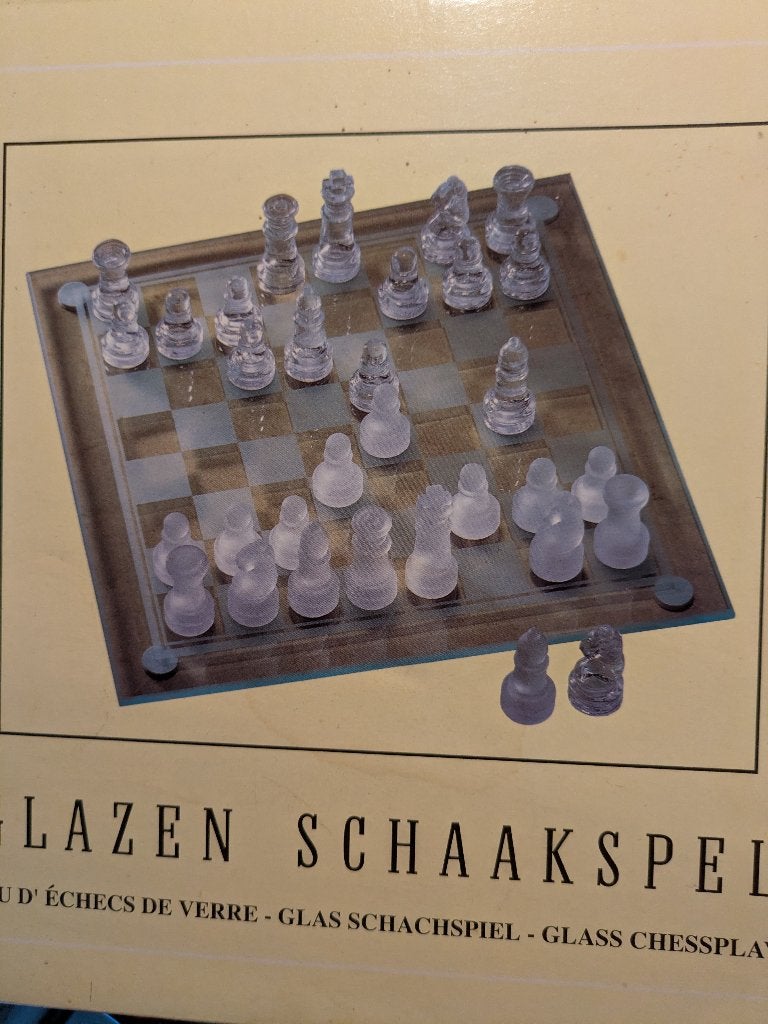 Glazen schaakbord, Hobby en Vrije tijd, Gezelschapsspellen | Bordspellen, Een of twee spelers, Ophalen, Nieuw