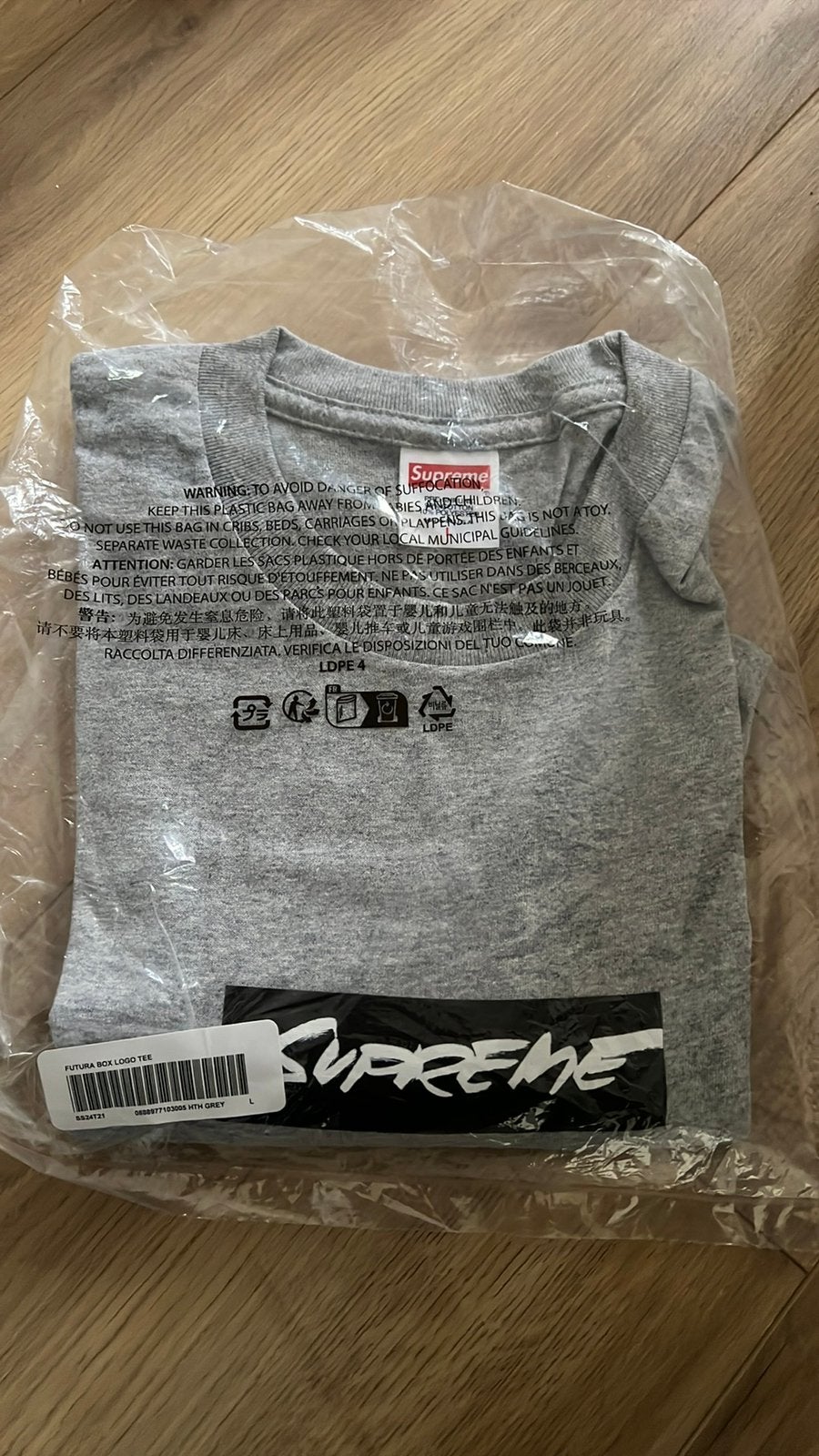 Supreme Futura Box Logo shirt Grey Large sealed, Ophalen, Nieuw, Maat 52/54 (L), Grijs