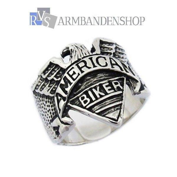 Rvs American biker ring edelstaal van RVS zilver mannen ring, 20 of groter, Heer, Nieuw, Zilver