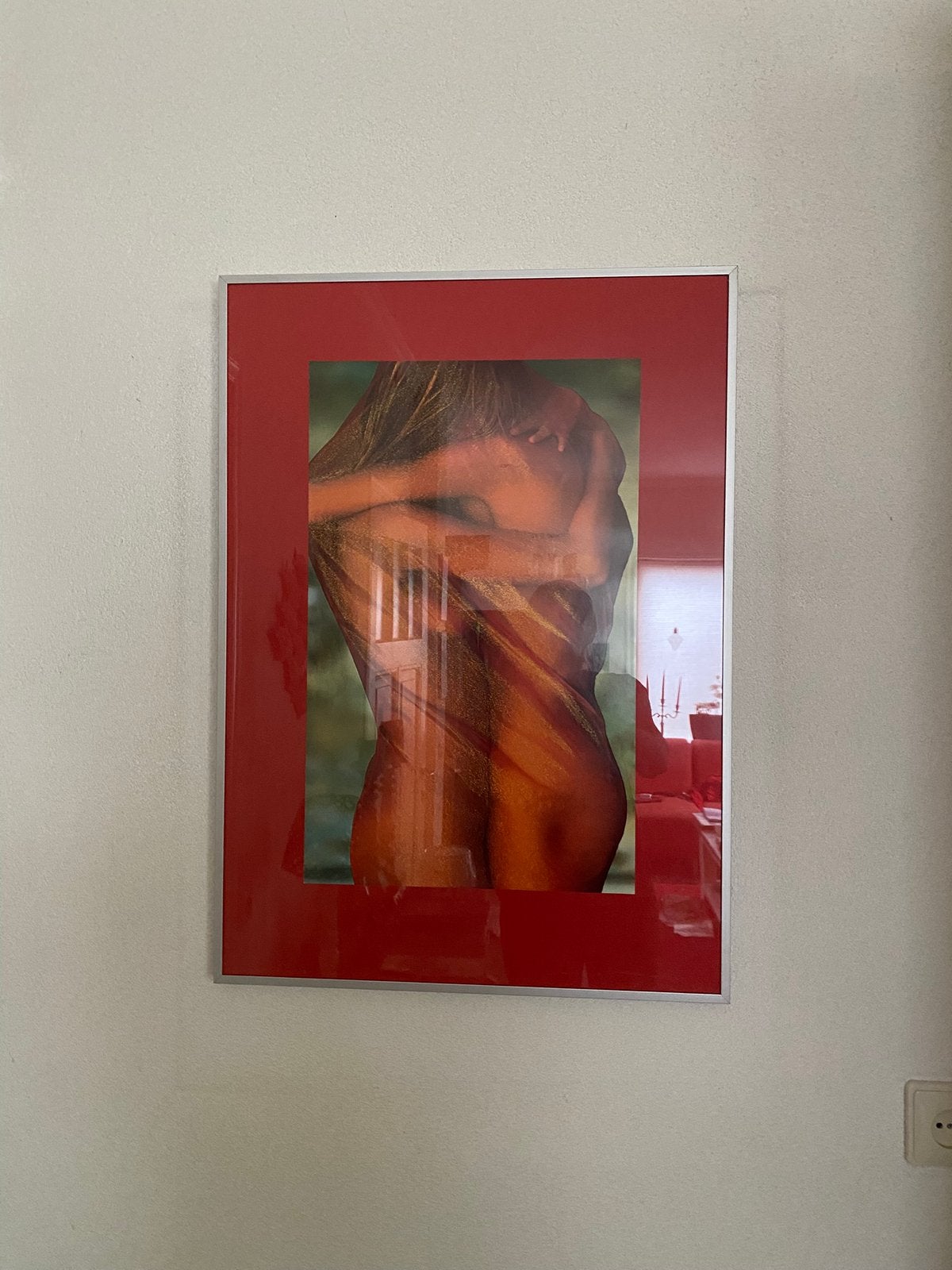 Erotisch schilderij in mooie zilverkleurige lijst, Ophalen