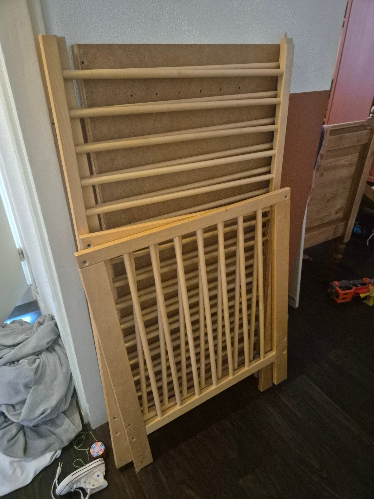 Houten ledikant/babybedje, Ophalen, Gebruikt, 70 tot 85 cm, 140 tot 160 cm