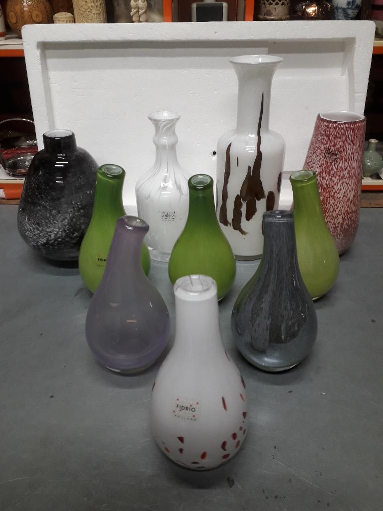 COLLECTIE VINTAGE DESIGN VAZEN van FIDRIO in PERFECTE STAAT, Antiek en Kunst, Antiek | Glas en Kristal, Ophalen of Verzenden