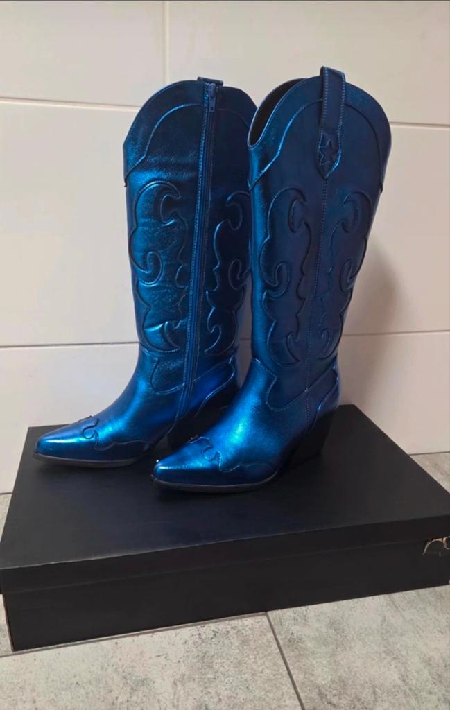 NIEUWE cowboy laarzen Most Wanted maat 43, Hoge laarzen, Blauw, Nieuw, Ophalen of Verzenden