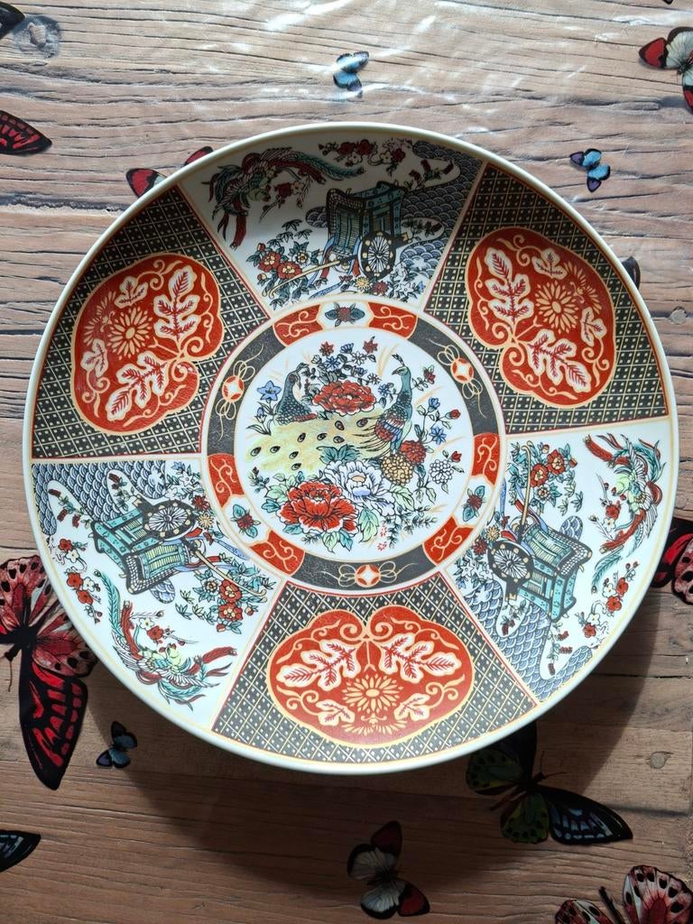Decoratief Chinees bord met pauwen en bloemen, Antiek en Kunst, Antiek | Wandborden en Tegels, Ophalen