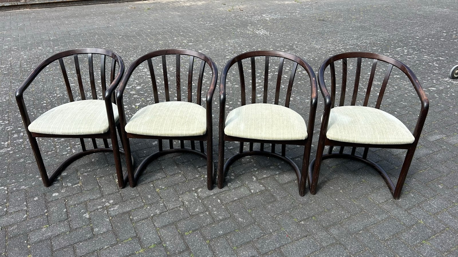 Set van 4 vintage Storz & Palmer stoelen, Huis en Inrichting, Stoelen, Ophalen, Gebruikt, Bruin, Vier