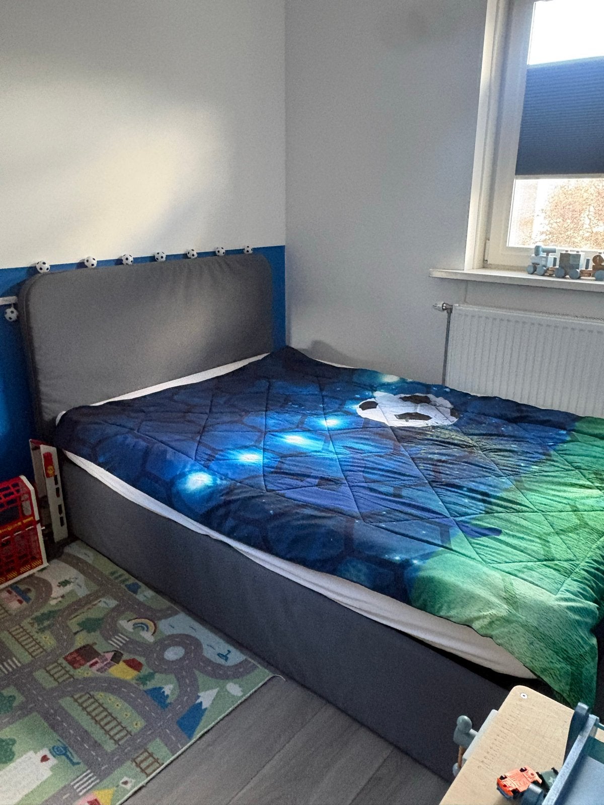 Ikea blafjallet bed met opbergruimte, grijs, 140x200 cm, Ophalen, Verstelbaar, Tweepersoons, 140 cm