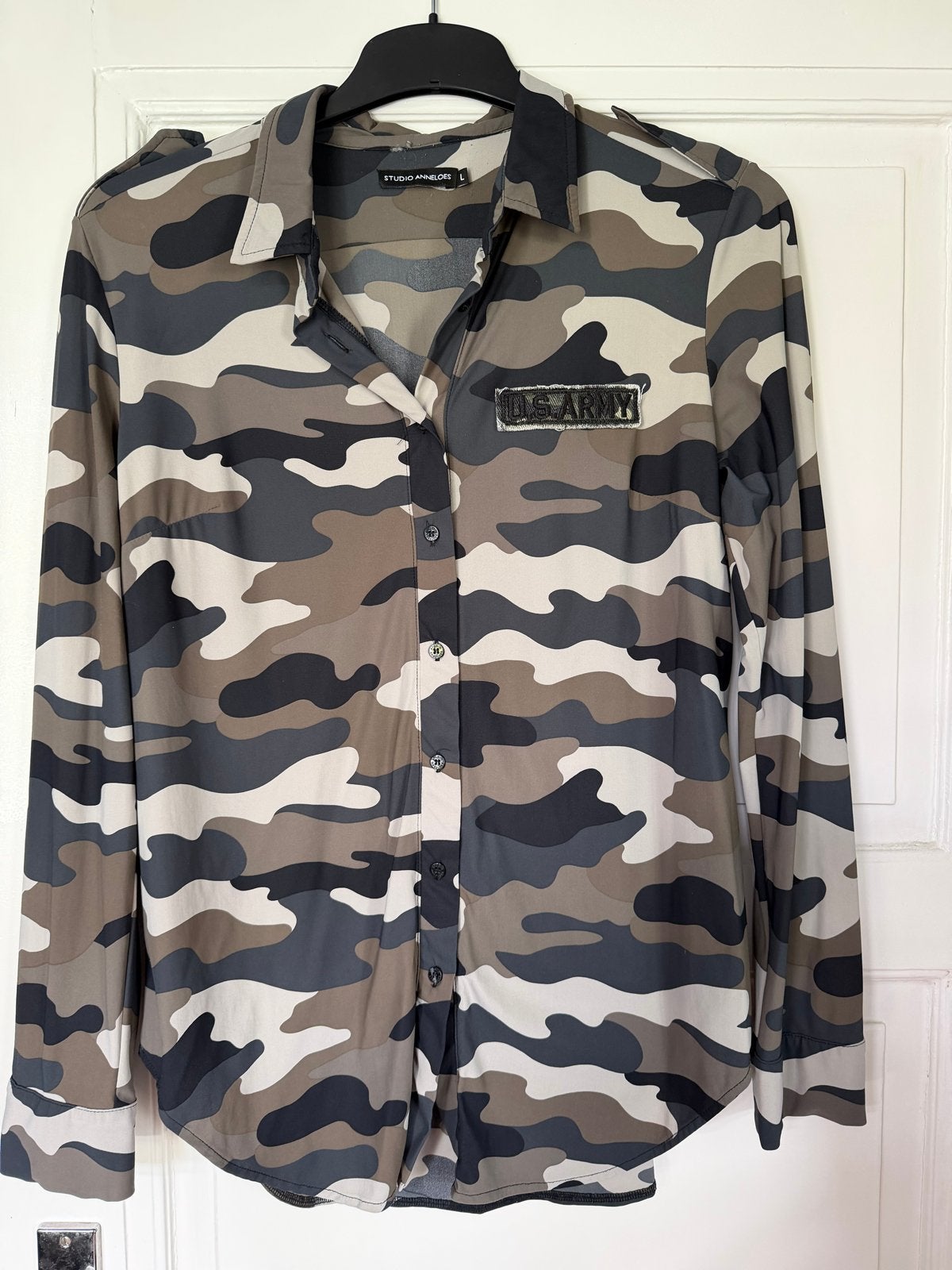 Studio Anneloes Travelstof Blouse Army Look Maat L, Ophalen of Verzenden, Gedragen, Maat 42/44 (L), Groen