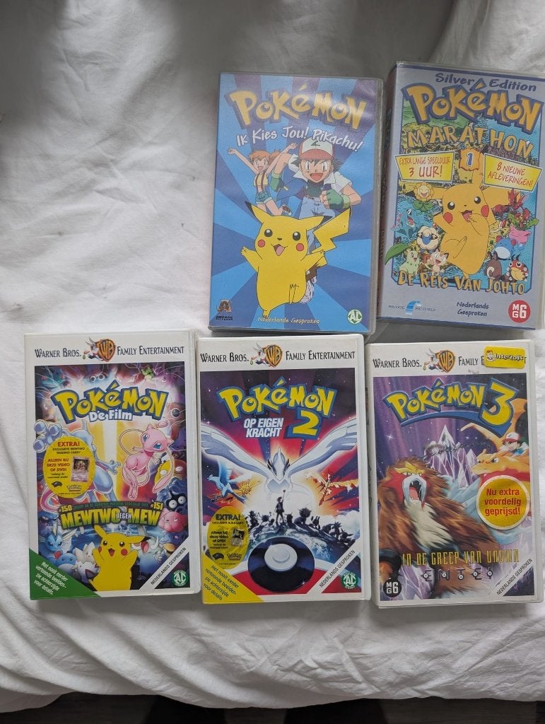 Pokémon VHS Collectie - 5 Tapes (Nederlands Gesproken), Gebruikt, Alle leeftijden, Kinderfilm, Nederlands ondertiteld