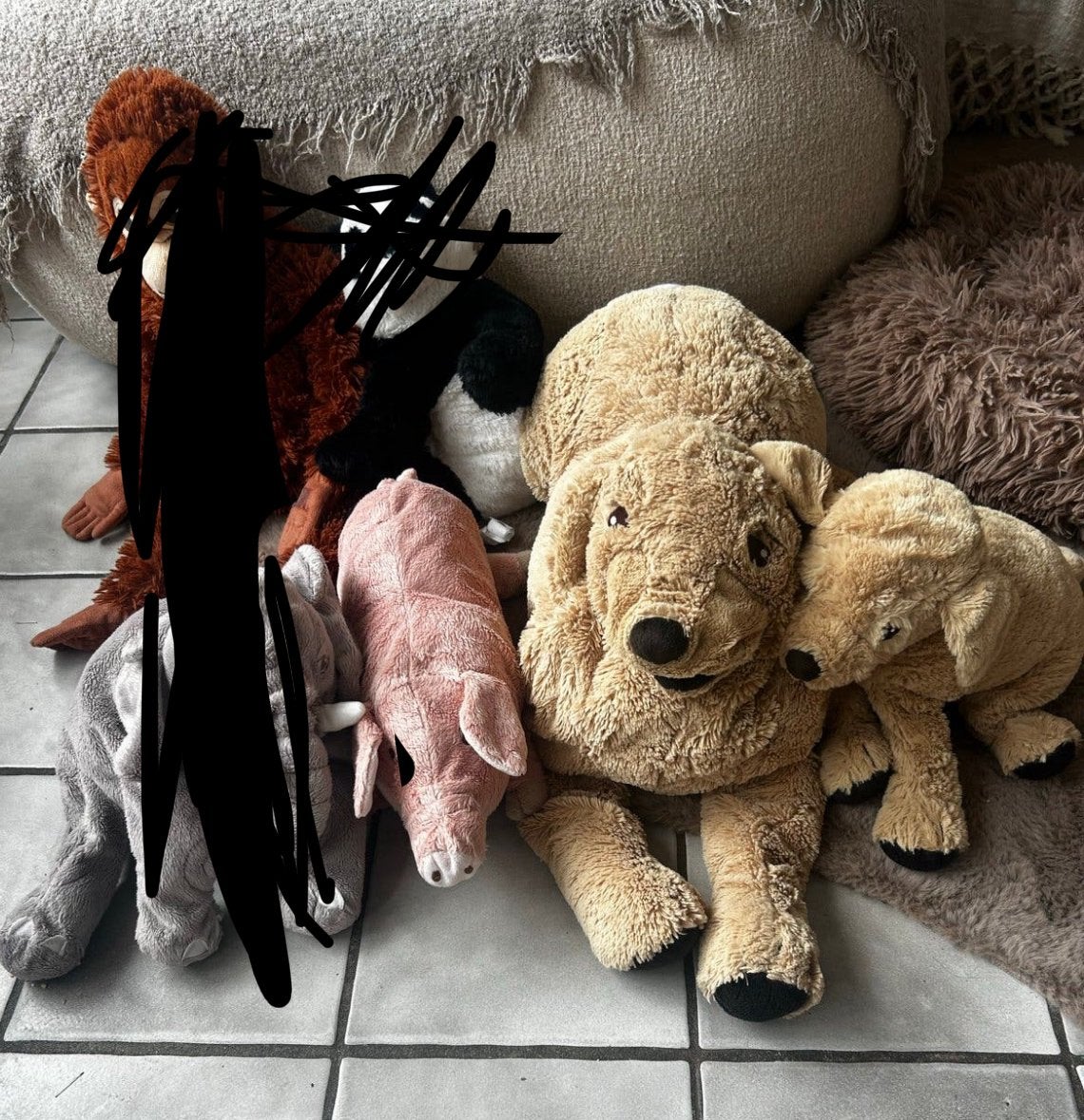 IKEA  knuffels: hond groot , hond klein,varken, Gebruikt, Overige typen, Ophalen of Verzenden, Middelgroot (20 tot 80 cm)