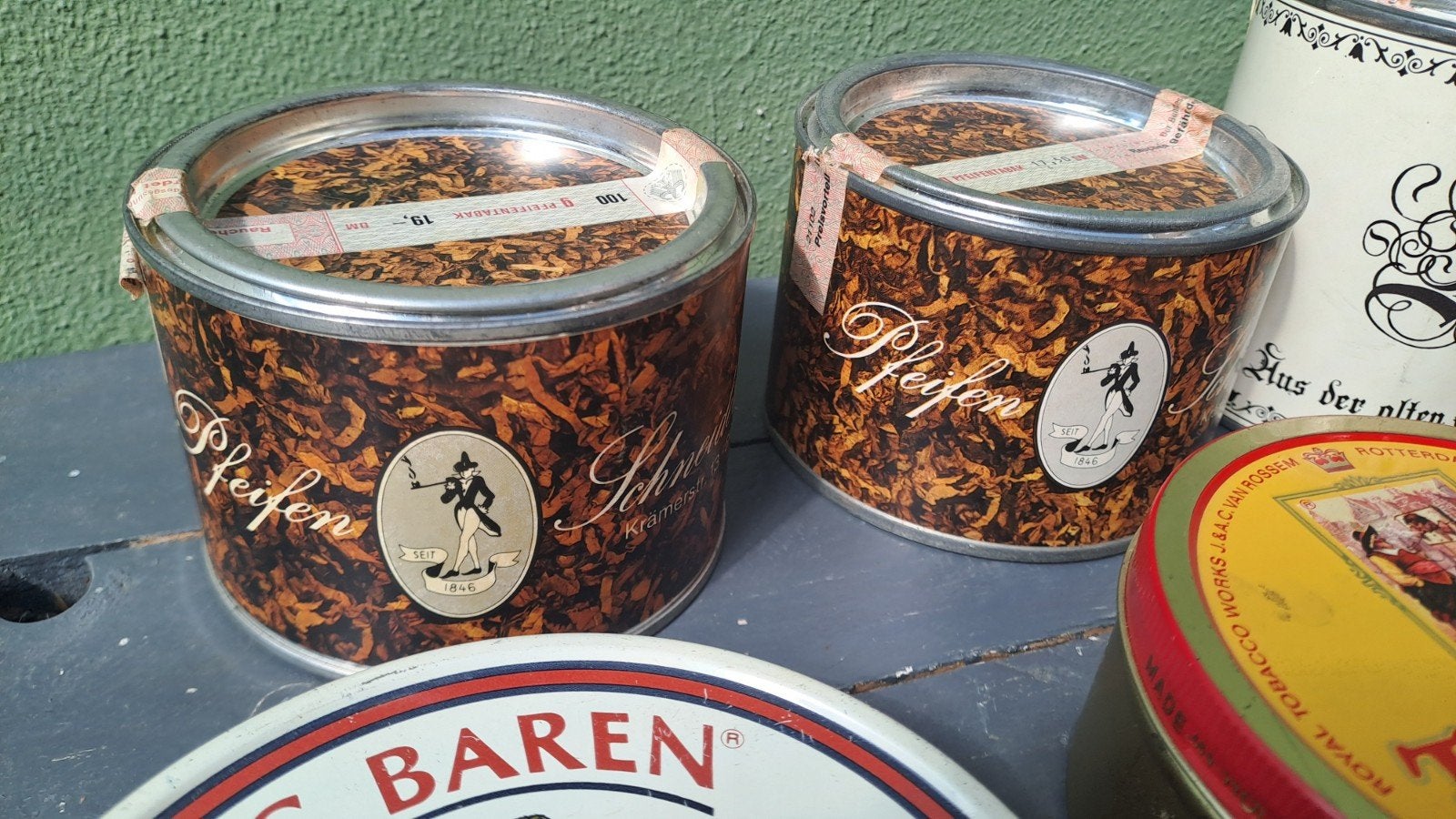 Vintage blikken tabak leeg, Tabaksdoos of Verpakking, Gebruikt, Onbekend, Ophalen of Verzenden
