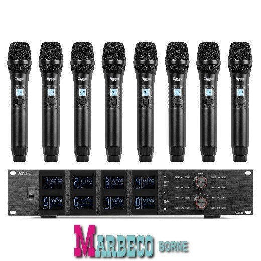 UHF Draadloze microfoonset, 8x 100-Kanaals, 8 Handmicrofoons, Muziek en Instrumenten, Info@marbeco.com, Overige typen, Draadloos