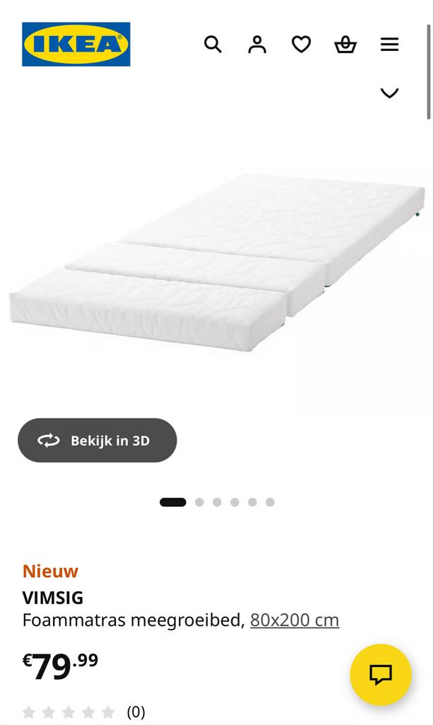 2 IKEA VIMSIG Schuimmatrassen meegroeibed 80x200 cm, Eenpersoons, Ophalen of Verzenden, Zo goed als nieuw, 80 cm