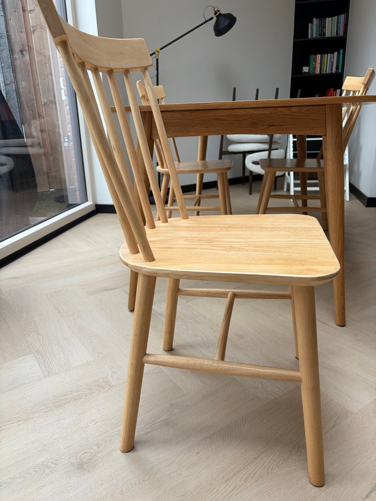 4 Sklum Houten eetkamerstoel, Huis en Inrichting, Stoelen, Ophalen, Gebruikt, Overige kleuren, Eén