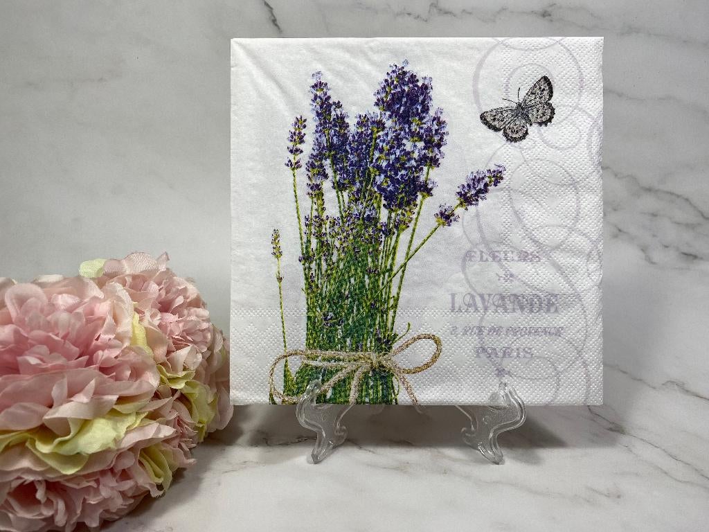 Knutsel servet bos lavendel vlinder decoupage M73, Ophalen of Verzenden, Nieuw, Papier of Karton
