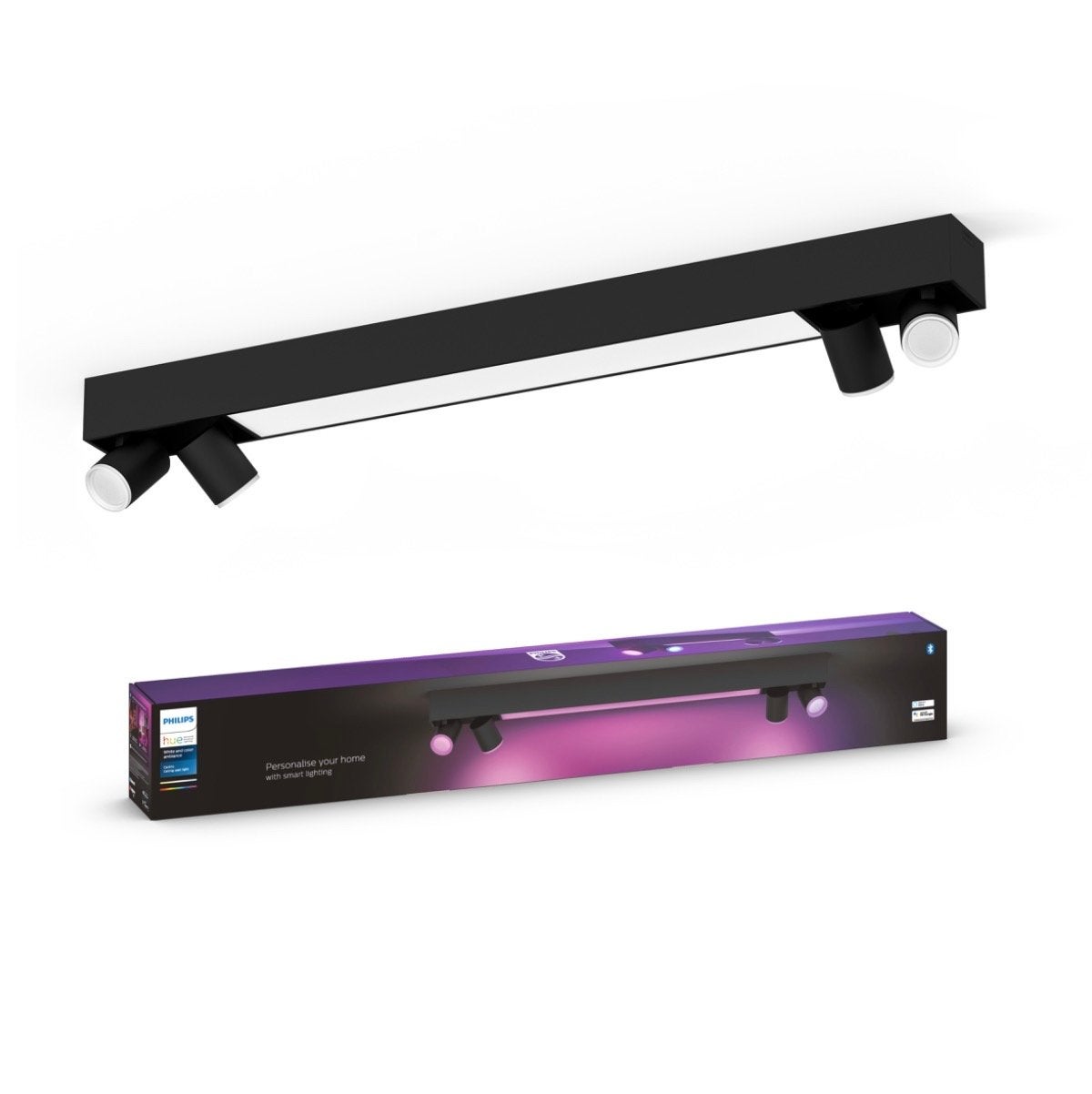Philips Hue Centris 4 Plafondlamp Zwart - Smart Verlichting, Huis en Inrichting, Ophalen, Modern, Zwart, Dimbaar
