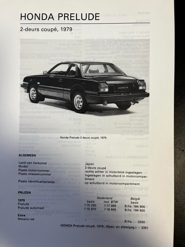 Honda Prelude Coupé 1979 - Specificaties, Ophalen of Verzenden
