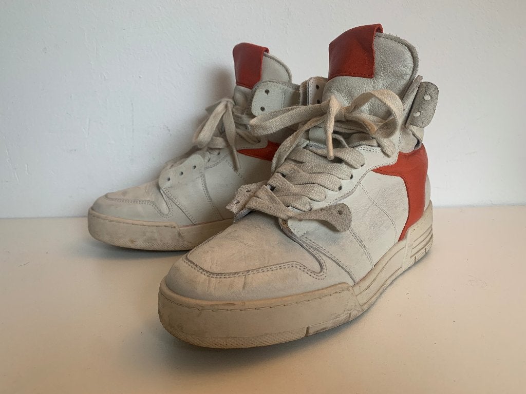 Paolo Rossi halfhoge sneakers gympen wit beige ecru rood 37, Kleding | Dames, Schoenen, Verzenden, Wit, Sneakers of Gympen, Paolo Rossi