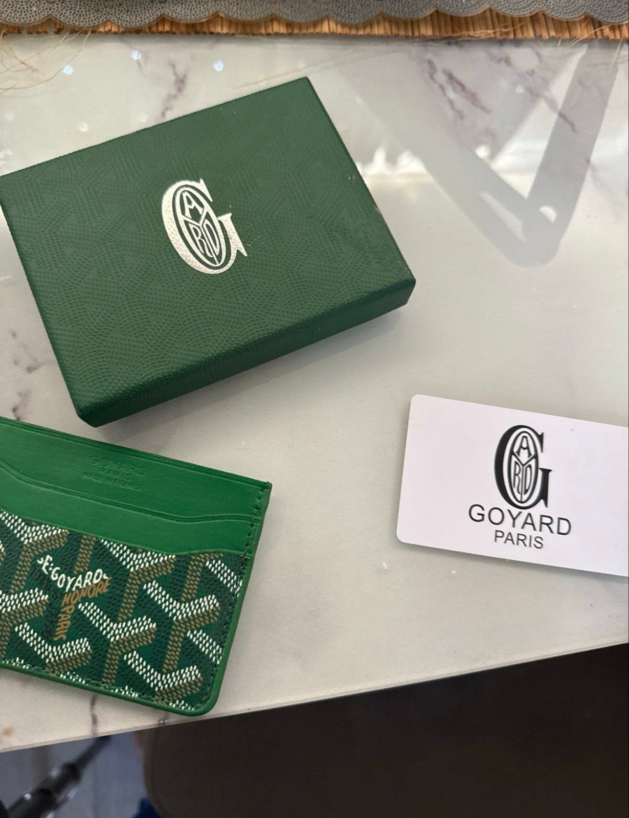Goyard Saint Sulpice Kaarthouder Groen, Sieraden, Tassen en Uiterlijk, Portemonnees, Overige merken, Ophalen of Verzenden, Zo goed als nieuw