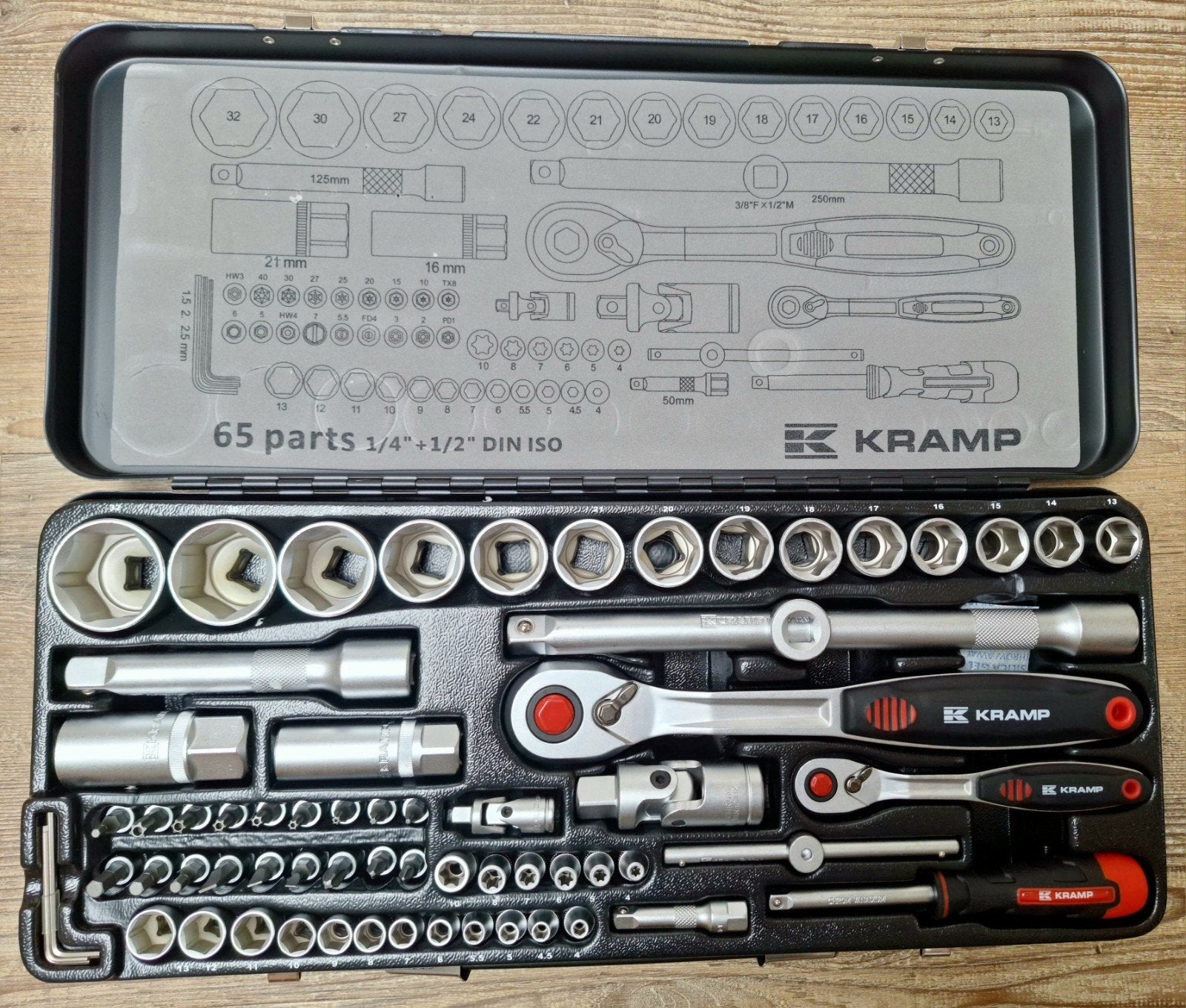 KRAMP DOPPENSET 1/2" EN 1/4" - 65 DELIG - NIEUW, Ophalen of Verzenden, Nieuw, Overige merken