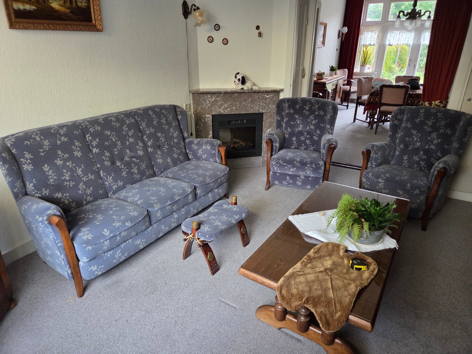 Seniorenbank, 2x fauteuil en kamelenkruk, Ophalen, Gebruikt