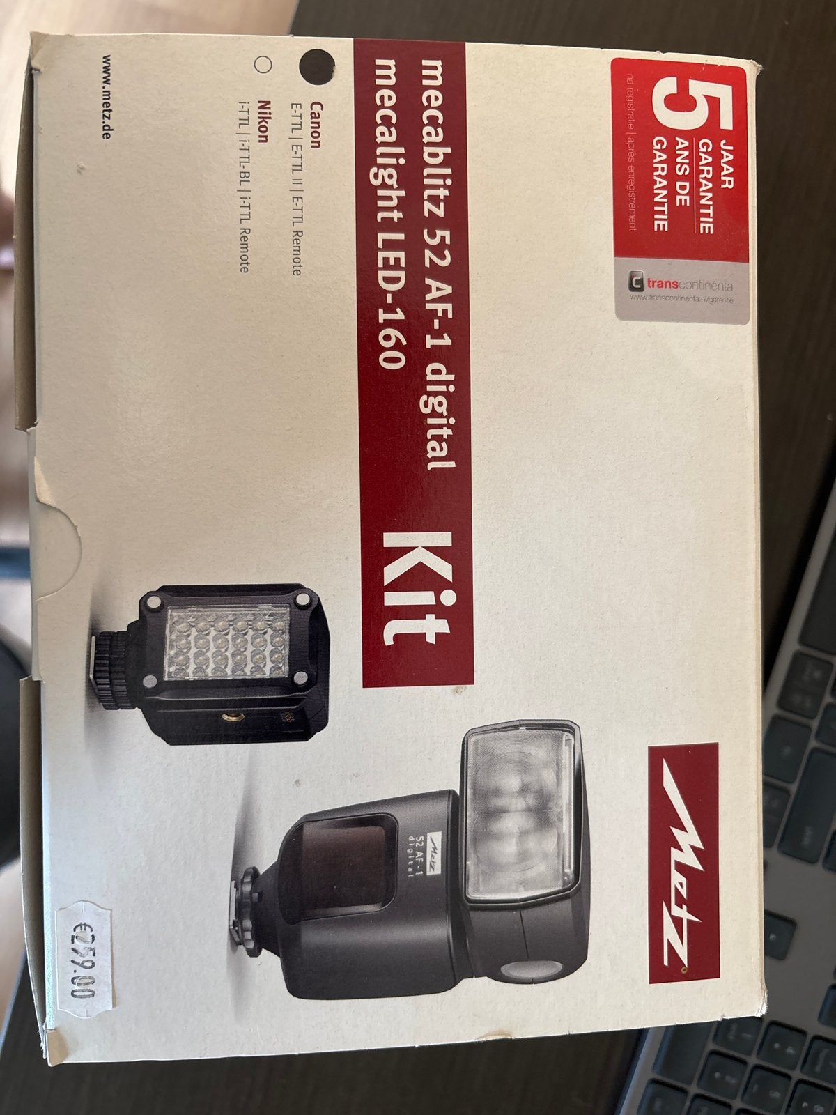 Metz Mecablitz 52 AF-1 digital & Mecalight LED-160 Kit, Audio, Tv en Foto, Fotografie | Flitsers, Canon, Externe flitser, Ophalen of Verzenden