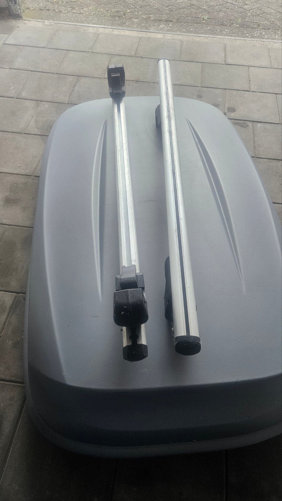 Dakkoffer met dakdragers  past voor verschillende auto's, Ophalen of Verzenden, Gebruikt