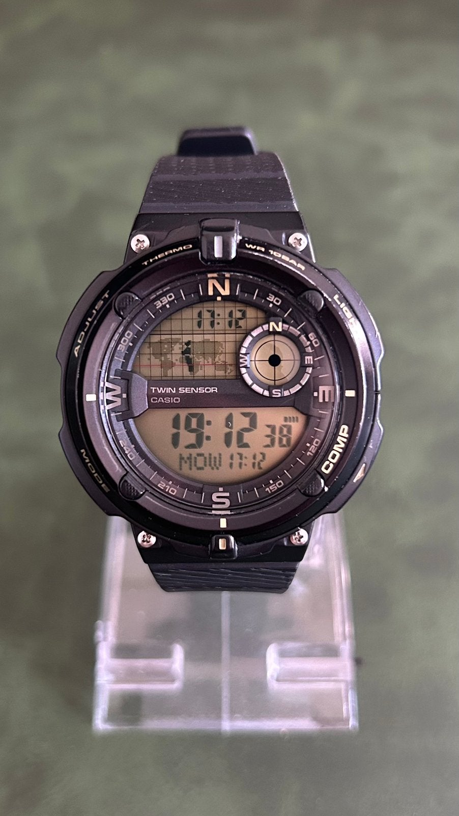 Casio Twin Sensor SGW-600H – Kompas & Thermometer, Zwart, IOS, Ophalen of Verzenden, Zo goed als nieuw