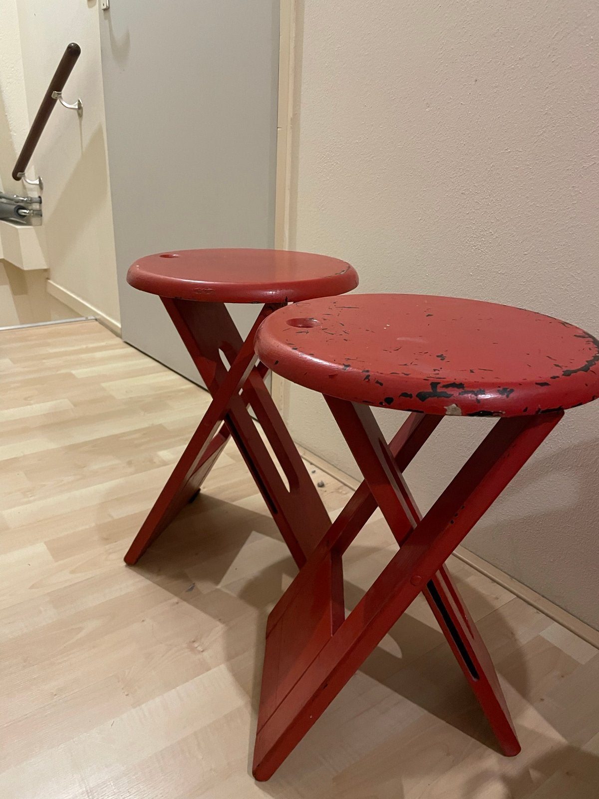 Set Vintage 'Suzy' inklapbare krukken - Adrian Reed jaren 80, Huis en Inrichting, Ophalen of Verzenden, Gebruikt, Overige materialen