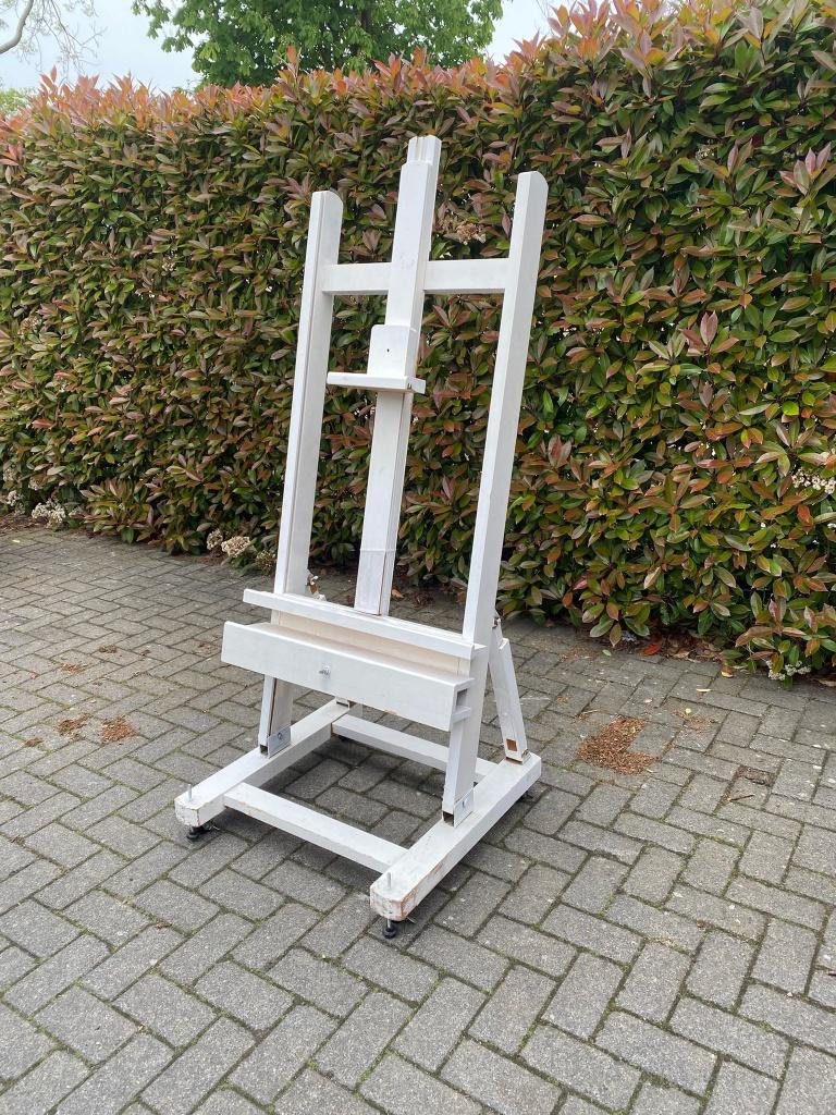 Witte schildersezel op wielen, Ophalen, Gebruikt, Ezel