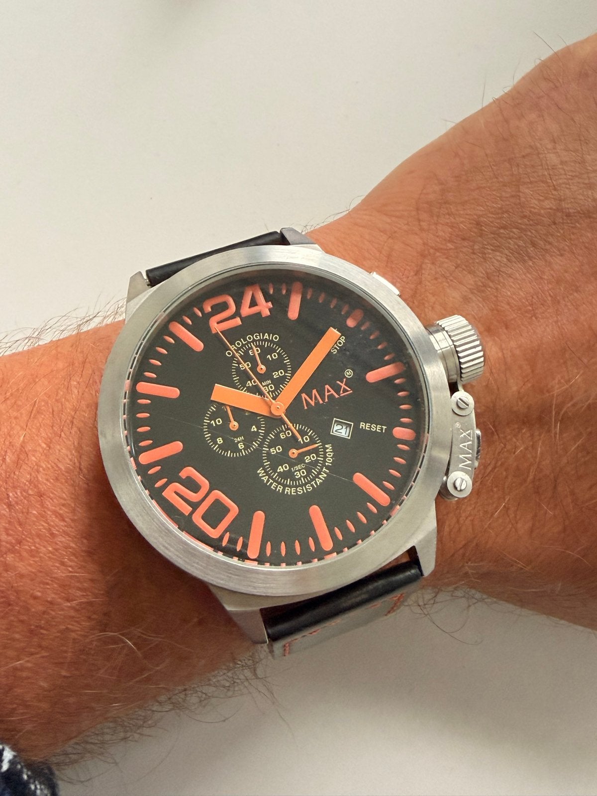 MAX Horloge - Zo goed als nieuw met lichte kras, Overige merken, Leer, Staal, Polshorloge