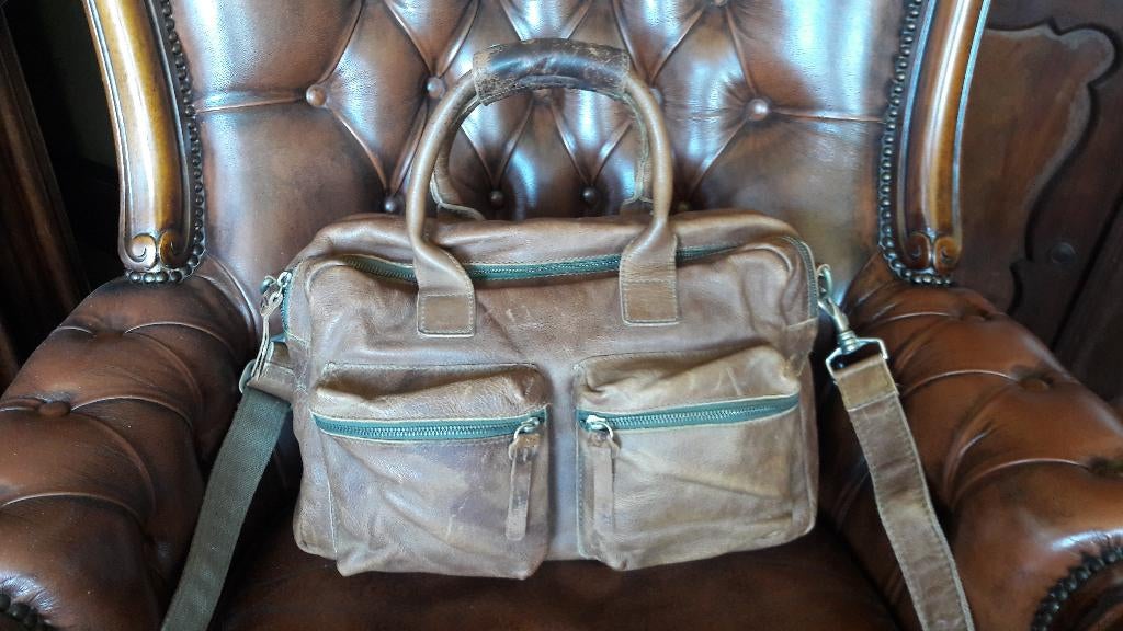 Mooie Bruin leren cowboysbag, 40 tot 60 cm, Gebruikt, 20 tot 30 cm, Bruin