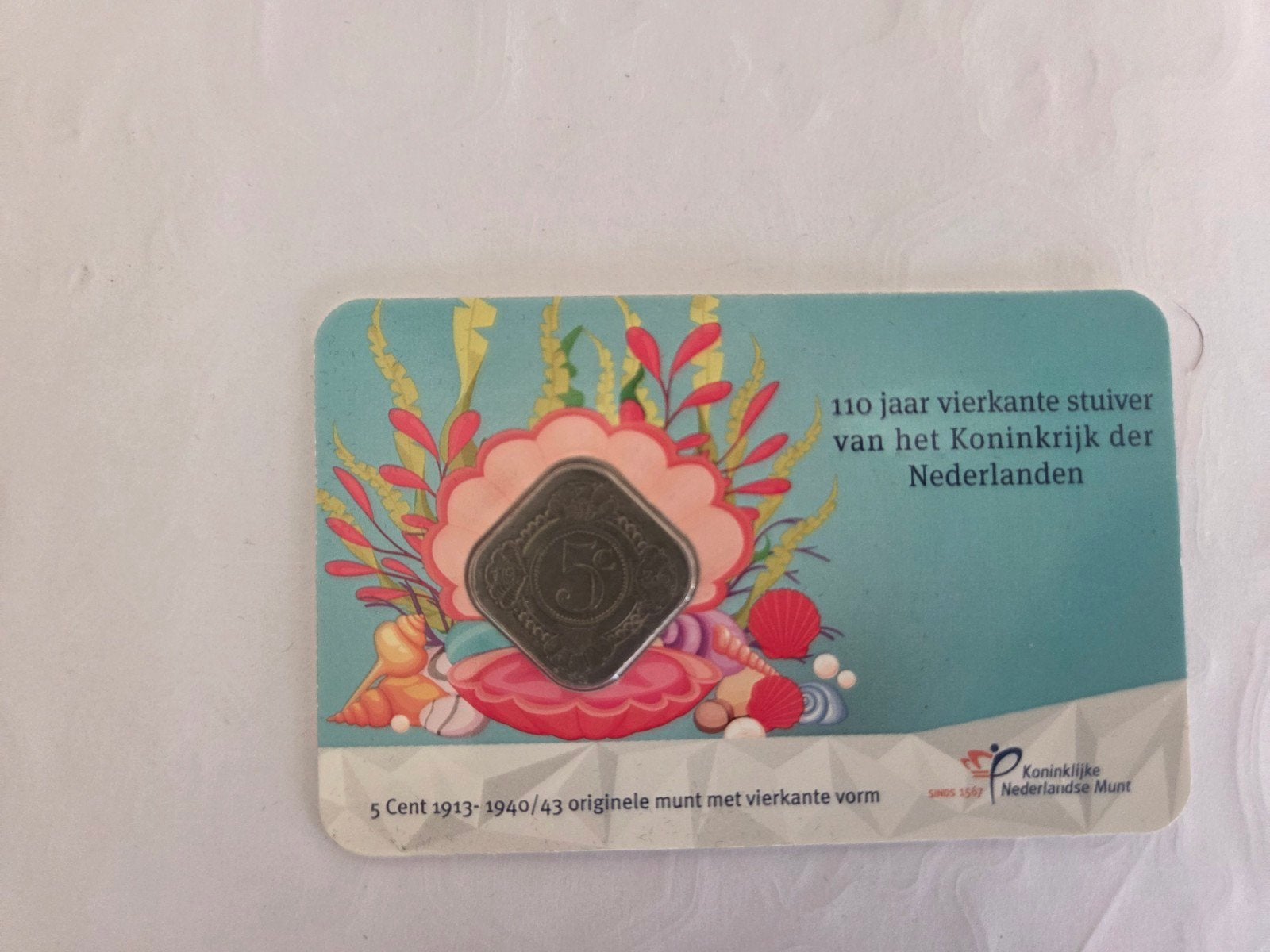 110 jaar vierkanten stuiver 1936, Ophalen of Verzenden, Koningin Wilhelmina, 5 cent, Losse munt