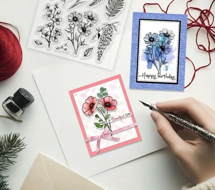 Clear stamps: bloemen NIEUW!, Hobby en Vrije tijd, Stempelen, Ophalen of Verzenden, Nieuw, Clearstamp