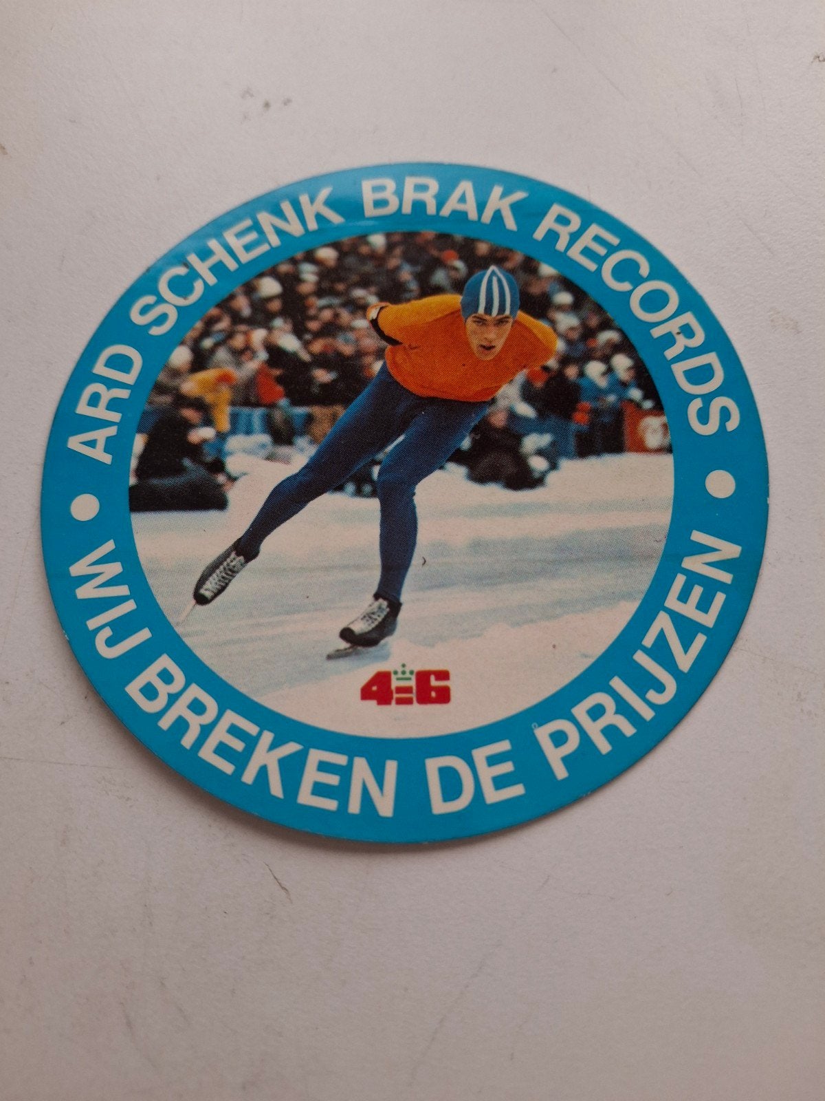 sticker Ard Schenk  4=6  jrn 60/70, Verzamelen, Ophalen of Verzenden, Zo goed als nieuw, Overige typen